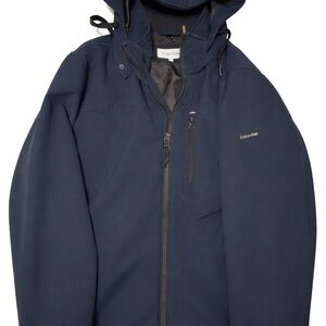 Calvin Klein Men's Dark Navy Hooded Raincoat/Jacket Water Resistant